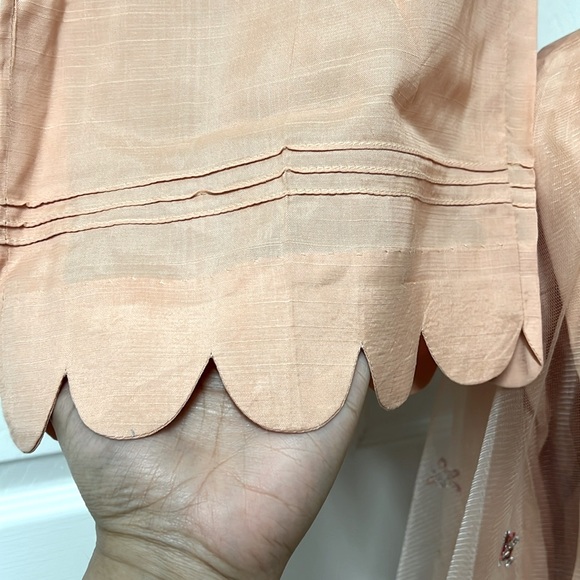 New Pakistani Indian shalwar kameez peach color designer embroidery outfit #264 - Picture 5 of 11